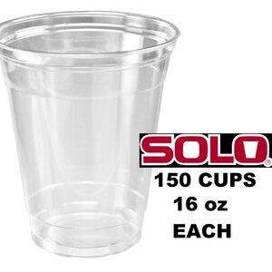 NEW 150 Solo Ultra Clear 16 Oz Plastic Cold Cup Cups TP16D Party Supplies SEALED